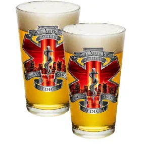 9/11 EMS Red Skies Pint Glasses