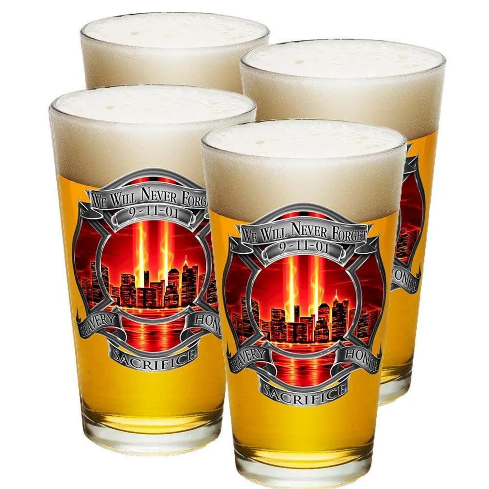 9/11 Police Red Skies Pint Glasses