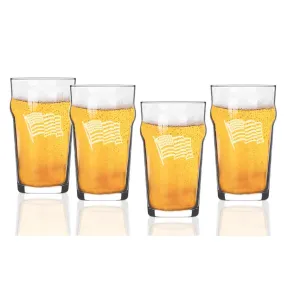 American Flag Pub Glasses, Set of 4, 16 oz