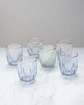 Archie Old Fashion Whiskey Glasses - Blue - Set Of 6