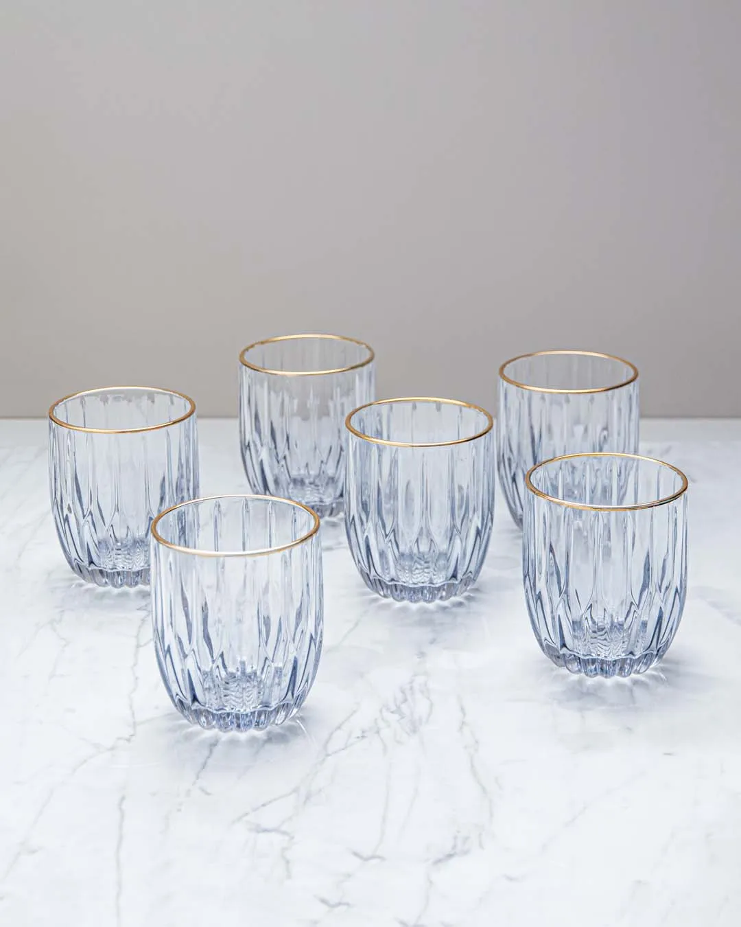 Archie Old Fashion Whiskey Glasses - Blue - Set Of 6