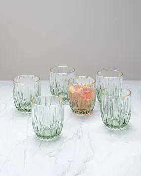 Archie Old Fashion Whiskey Glasses - Green - Set Of 6