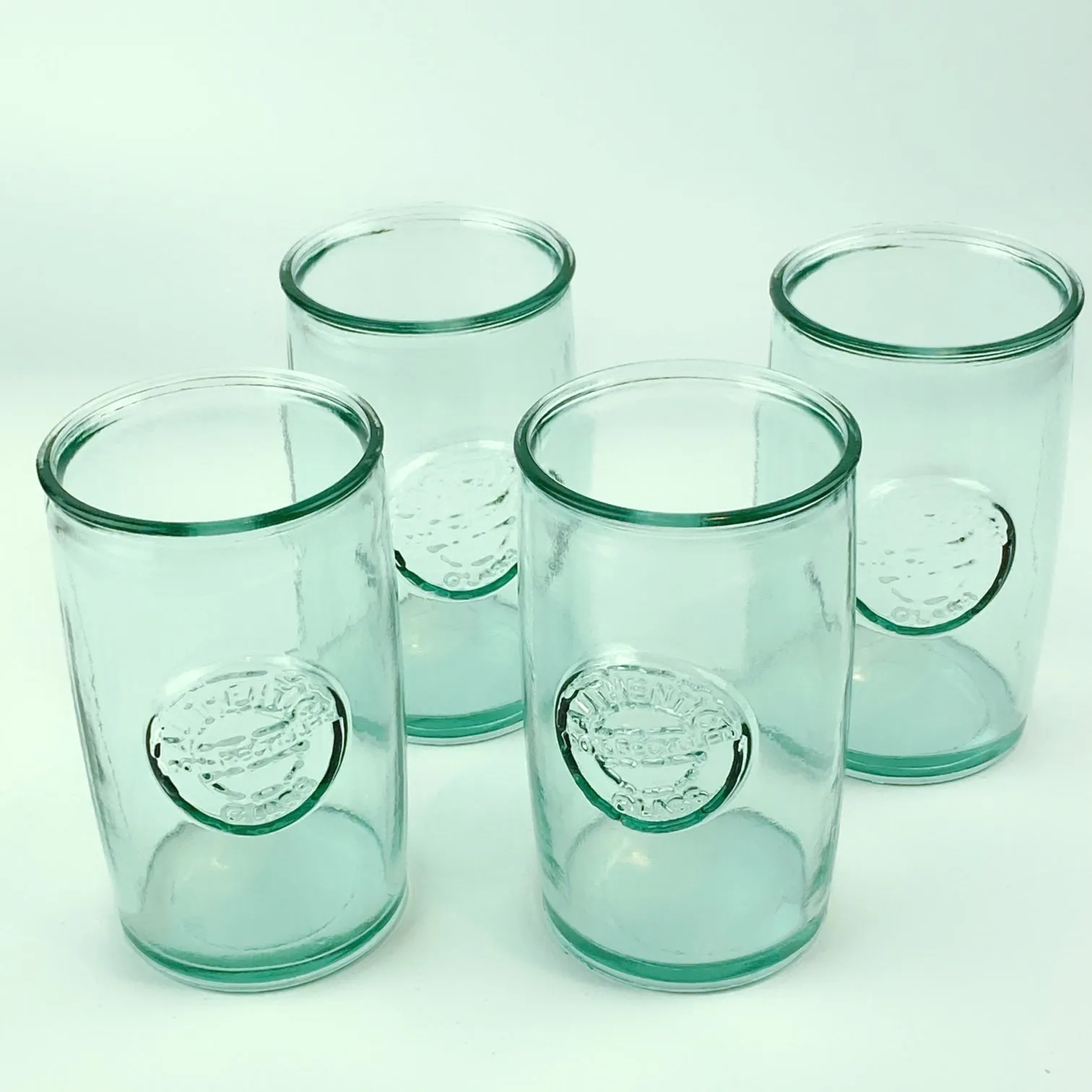 Authentic San Miguel Drinking Glasses 100% Recycled Glass Long Cups - Set of 4 (14 oz)