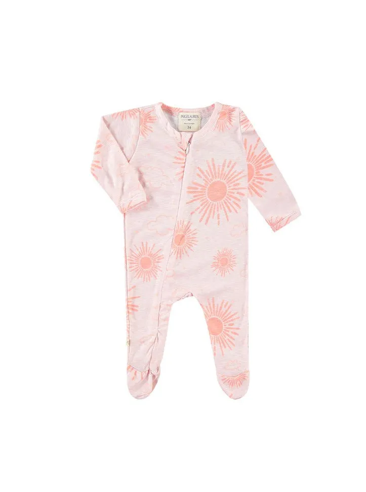 Baby Sun Burst Slub Rib Romper - Sun Burst Orange