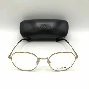 COACH Goldtone Brown Pre Loved Wire Glasses w/Case