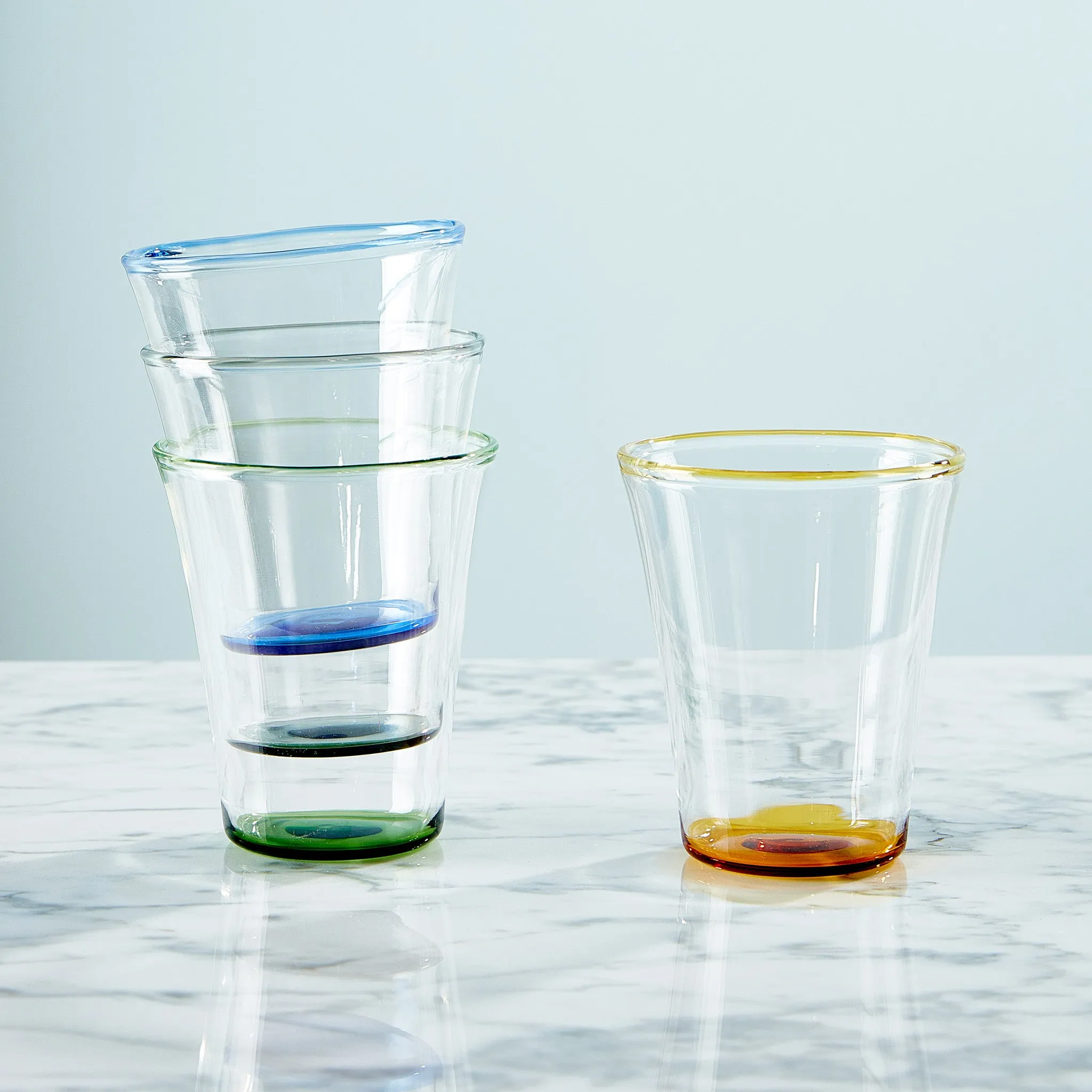 Color Accent Drinking Glasses - Set of 4 - Short