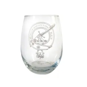 Custom Engraved Scottish Clan Crest Stemless Wine Glasses