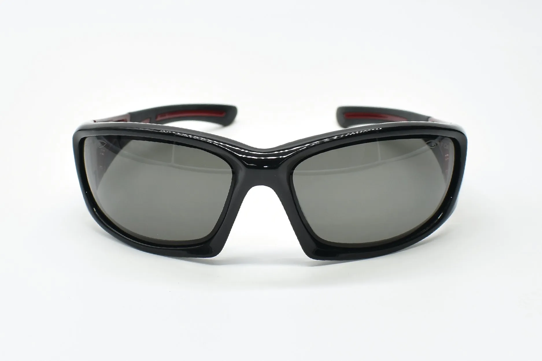 Eyres Bercy Gloss Black and Red Frame, Grey Lens Safety Glasses 150-S13-GY