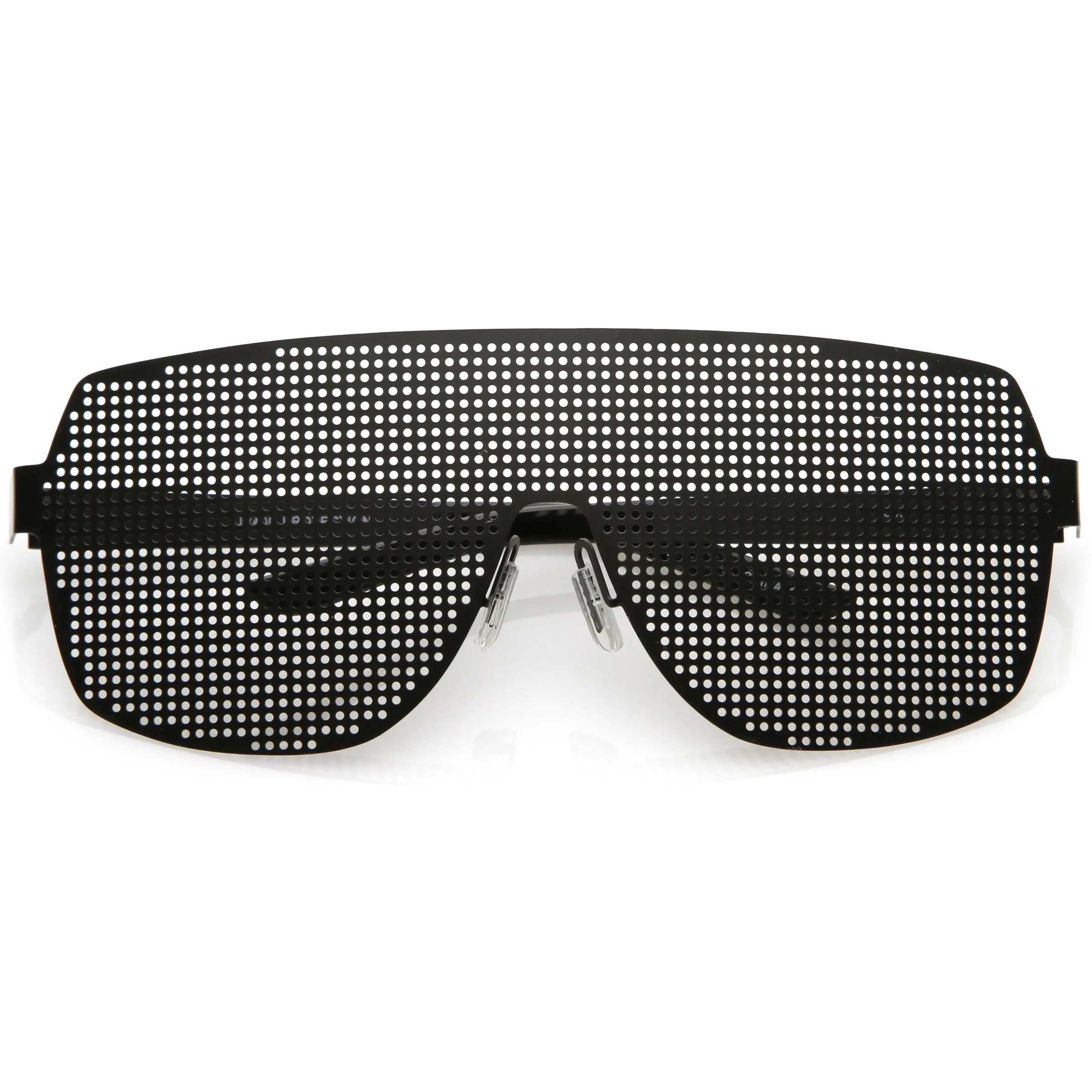 Futuristic Novelty Flat Top Metal Mesh Grade Lens Shield Glasses