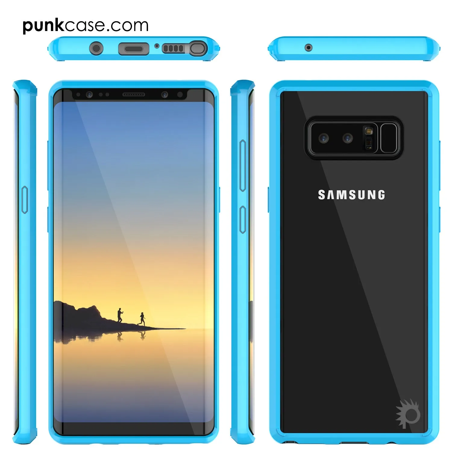 Galaxy Note 8 Screen Protector W/ Anti-Shock Proof Case [Light Blue]