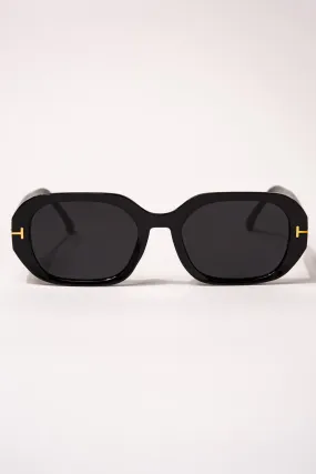 Genevie Oval Sunglasses - Black