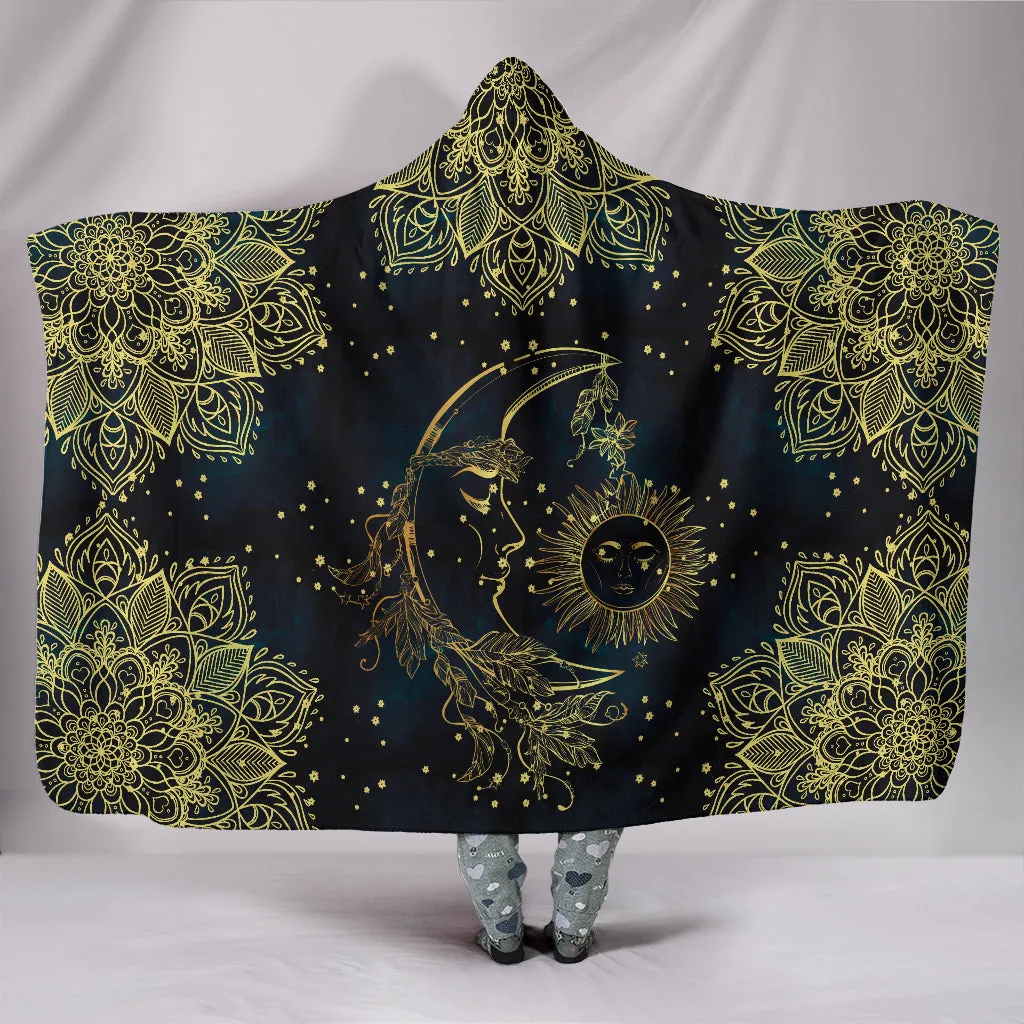 Gold Sun Moon Hoodie Blanket