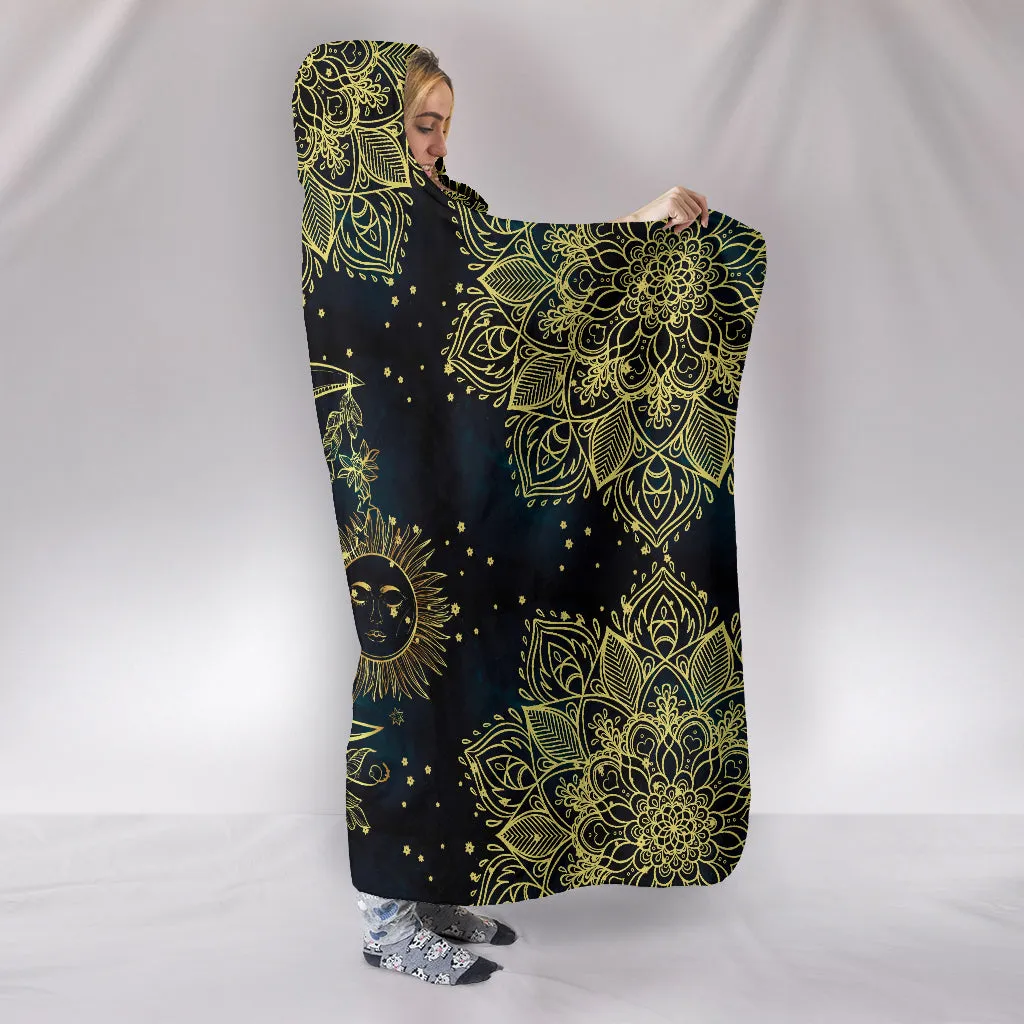 Gold Sun Moon Hoodie Blanket