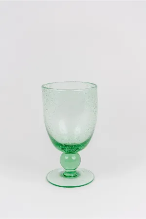 Green Bubble Stemmed Glass