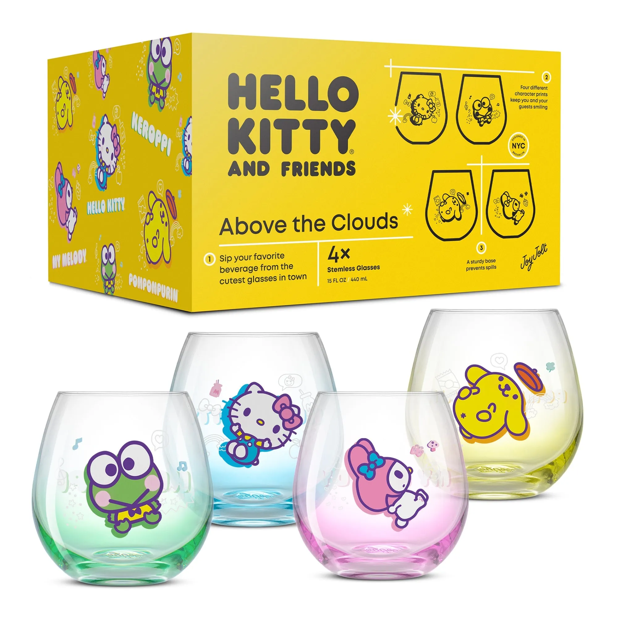 Hello Kitty and Friends Above the Clouds Stemless Glasses (Set of 4)