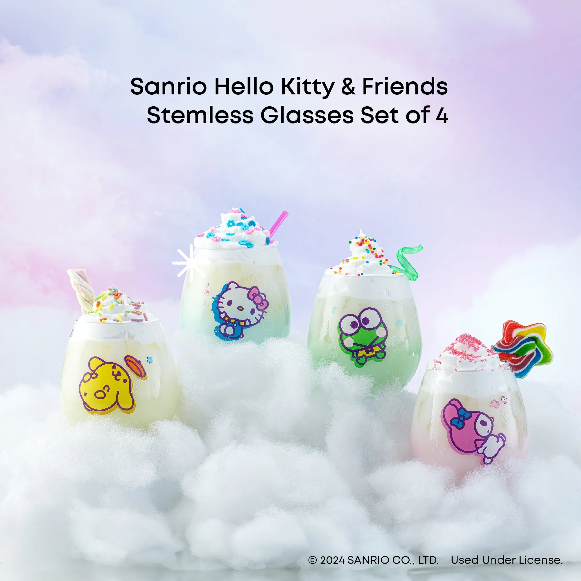 Hello Kitty and Friends Above the Clouds Stemless Glasses (Set of 4)