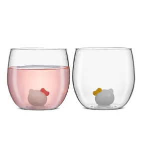 Hello Kitty and Mimmy 3D Icon Short Drinking Glasses (Set of 2)