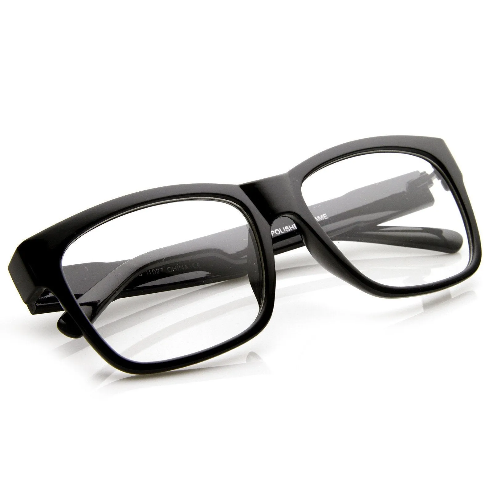 Large Retro Clear Lens Nerd Hipster Horned Rim Glasses