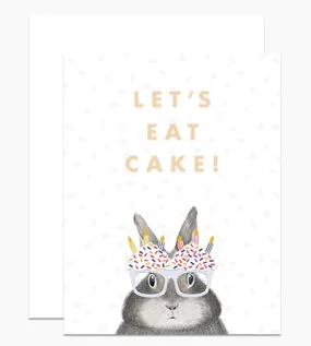 Let's Eat Cake Bunny With Glasses Card