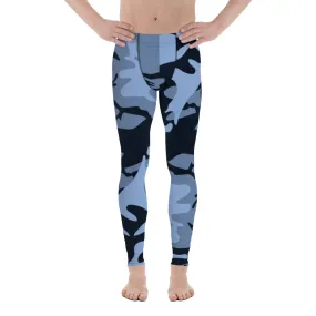 Navy Blue and Light Blue Camouflage Men's Leggings