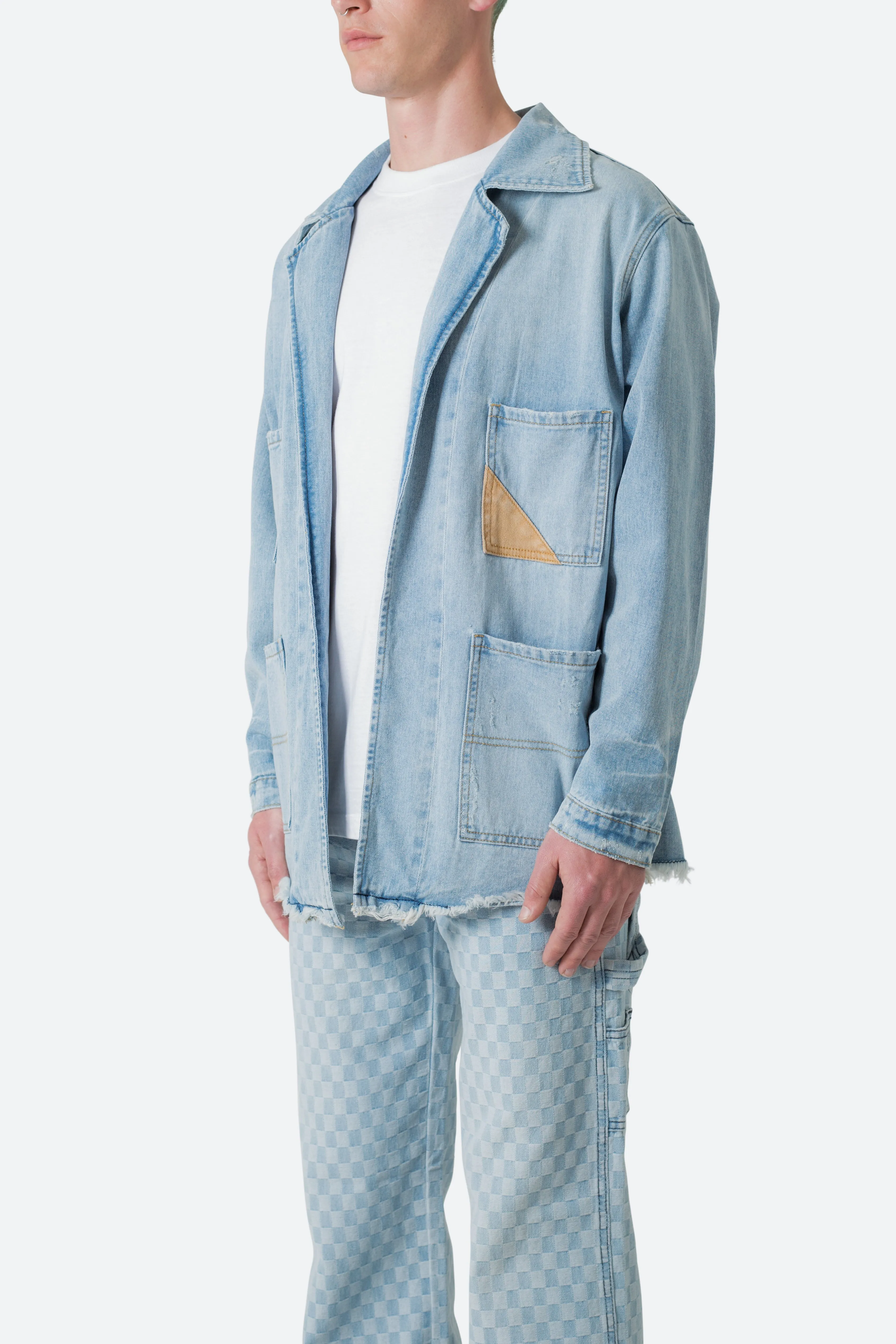 Paneled Denim Jacket - Light Blue