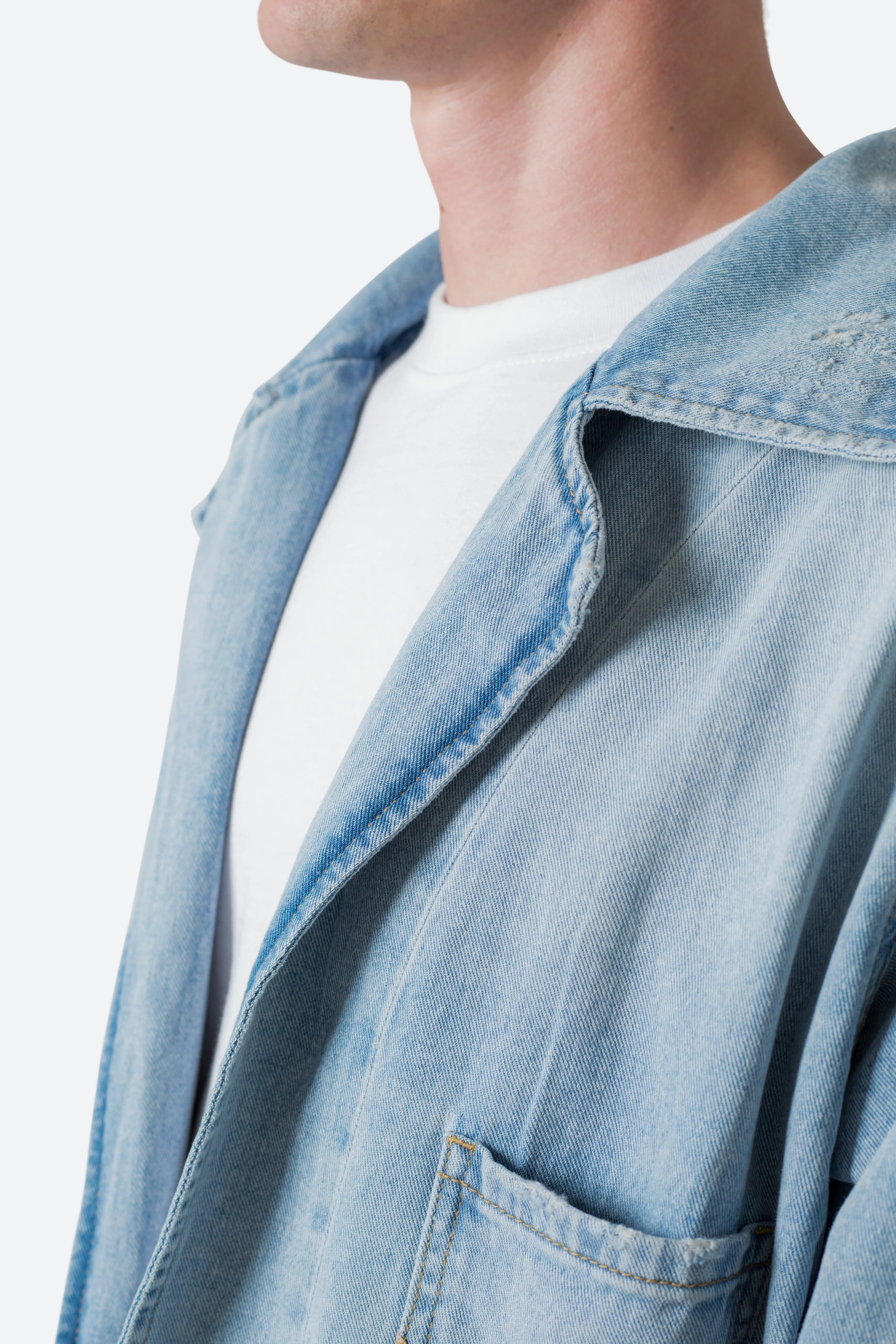 Paneled Denim Jacket - Light Blue