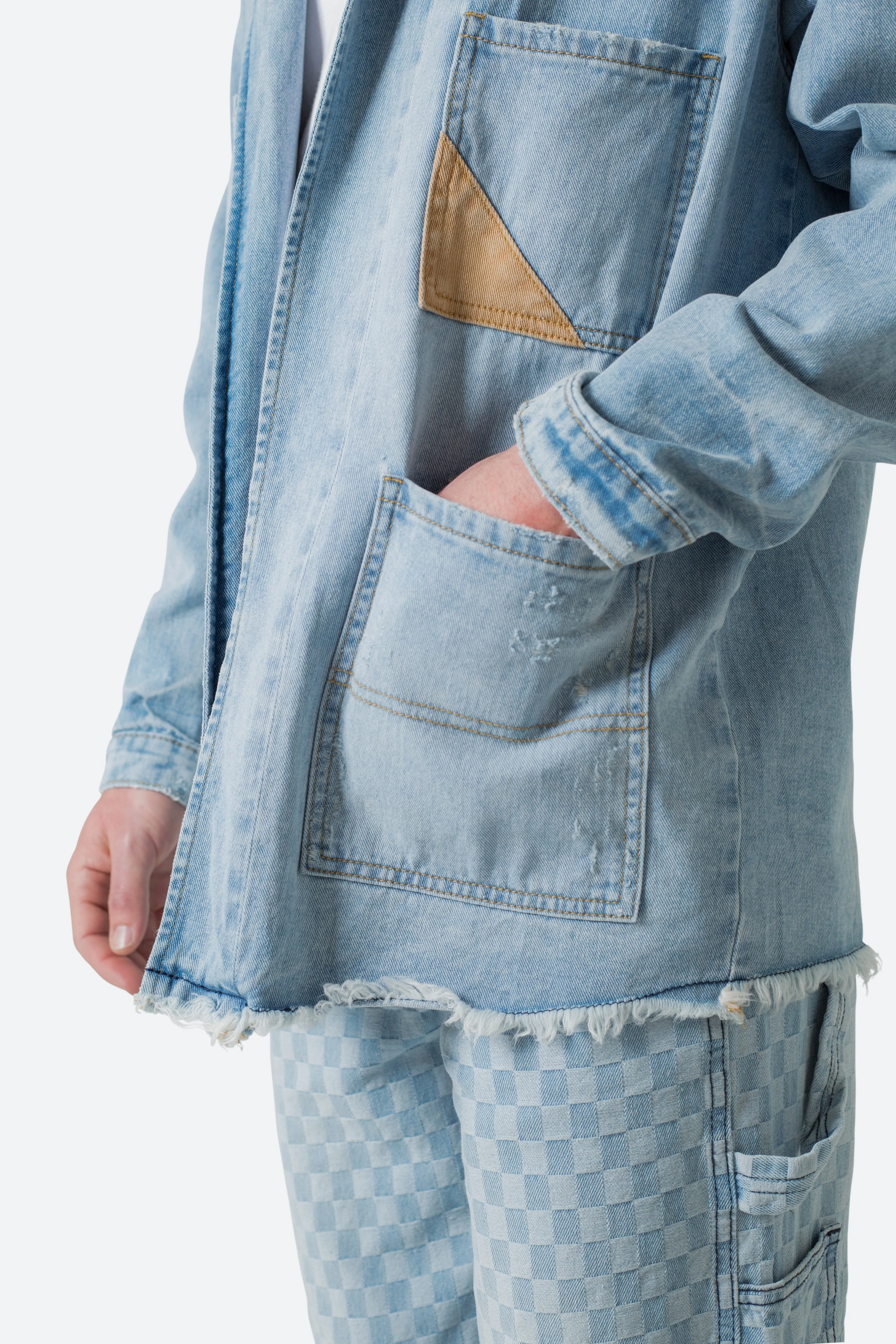 Paneled Denim Jacket - Light Blue