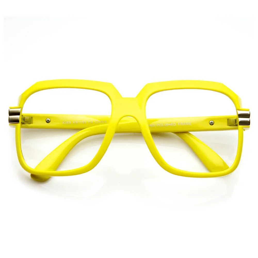 Party Retro Neon Color Square Clear Lens Glasses