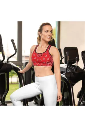 Red Bandana Padded Sports Bra