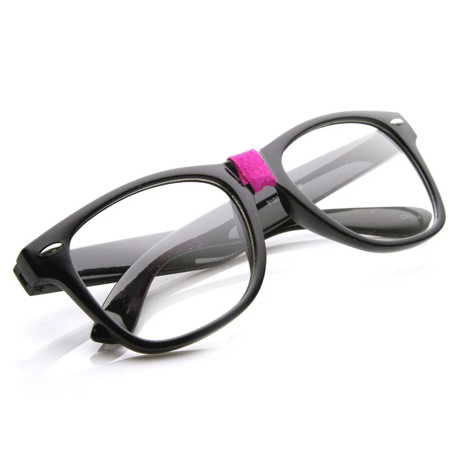 Retro Geek Color Tape Clear Lens Horned Rim Glasses