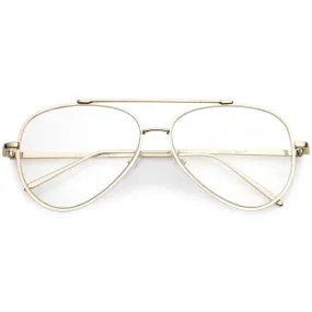 Retro Modern Teardrop Clear Flat Lens Glasses 58mm