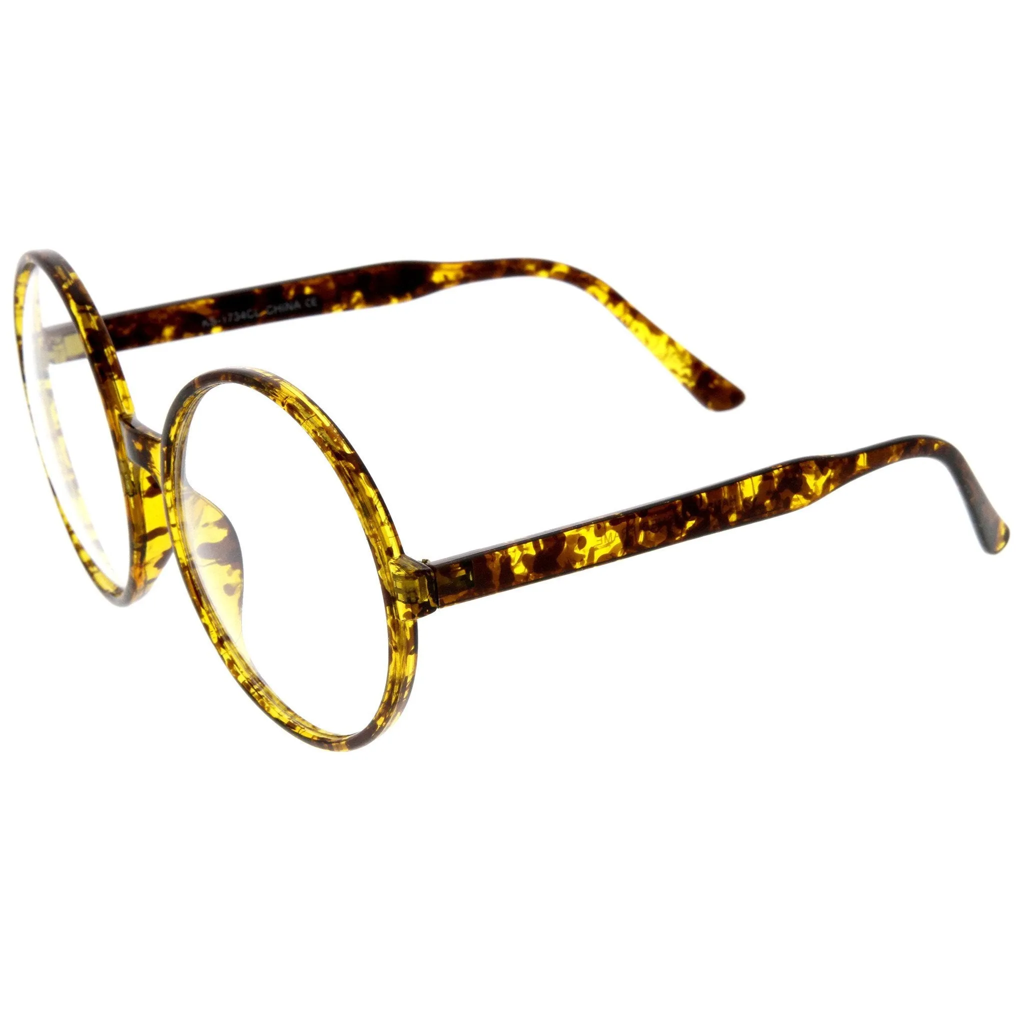 Retro Oversize Round Clear Lens Glasses