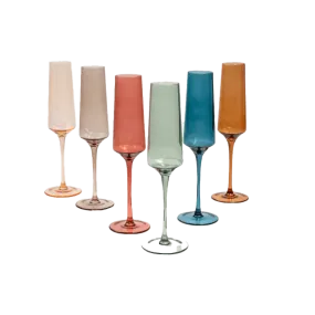 Saludi Colored Champagne Flute Glasses Set