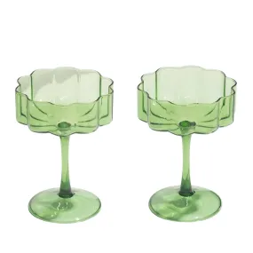 Scalloped Coupe Glasses Set - (3 colors)