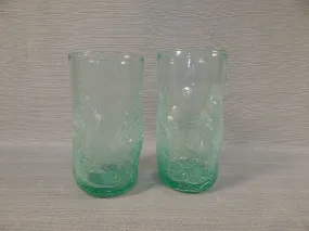 Set of 3 Pinch Crackle Glasses - Very Good Condition