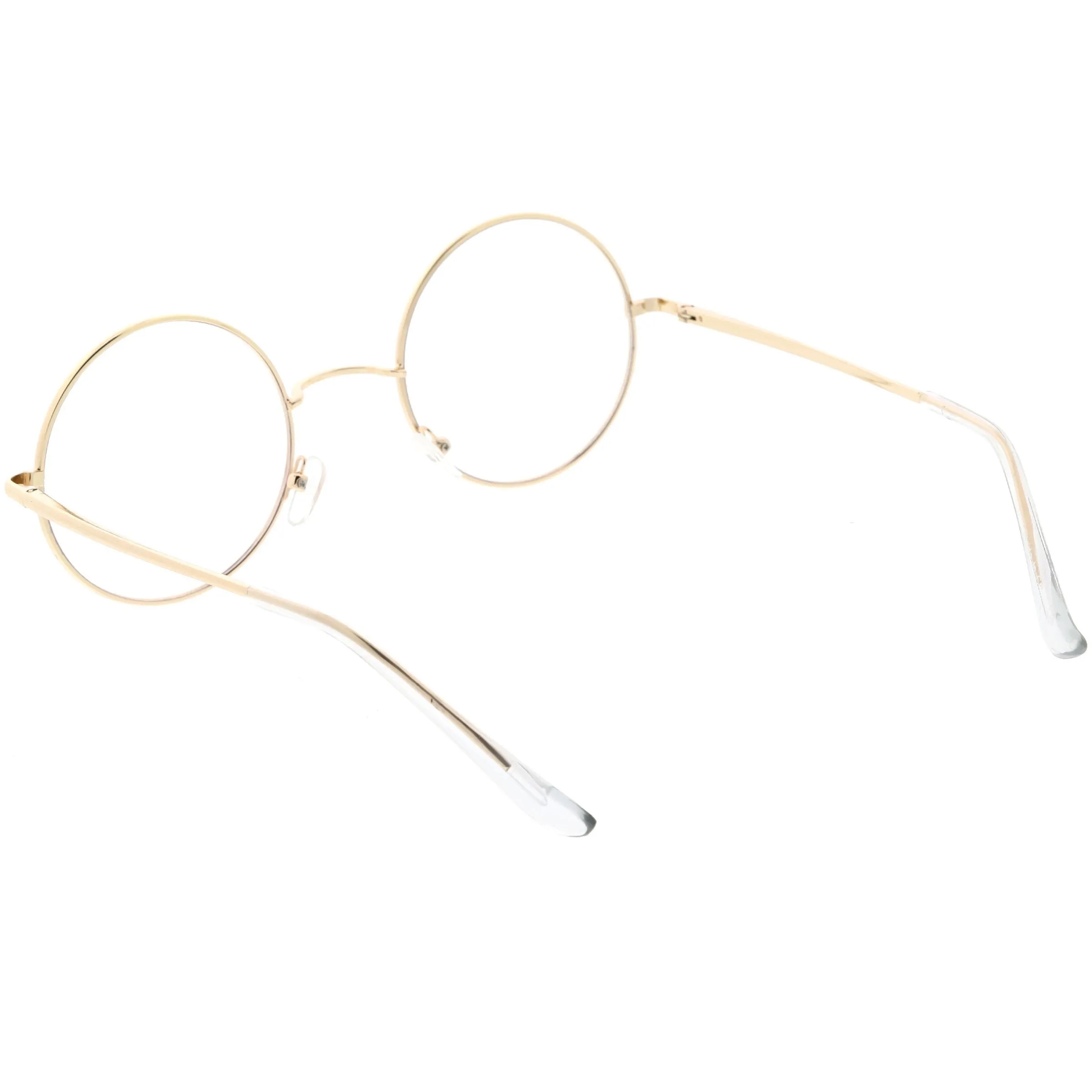 Vintage Classic Metal Round Clear Lens Glasses 50mm