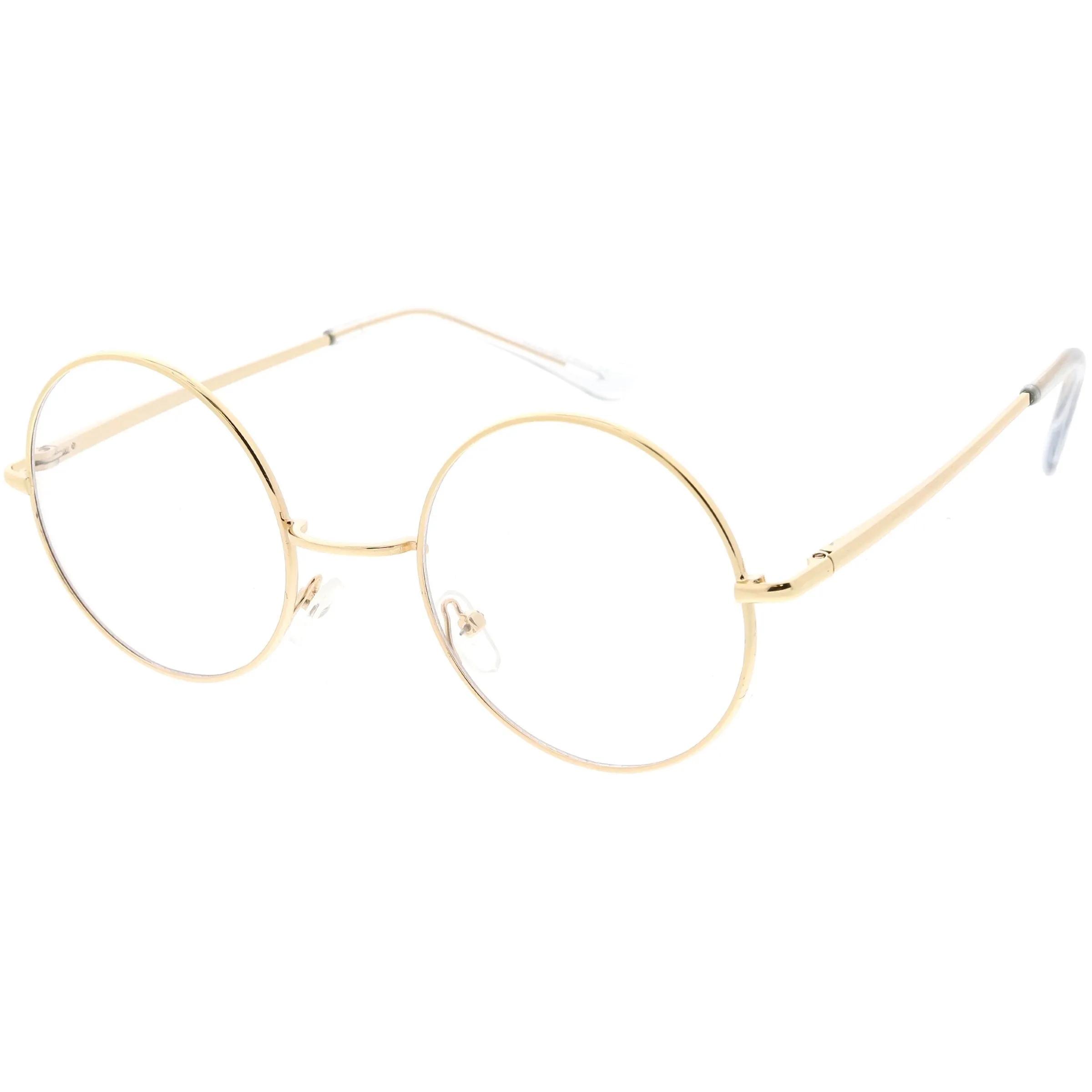 Vintage Classic Metal Round Clear Lens Glasses 50mm