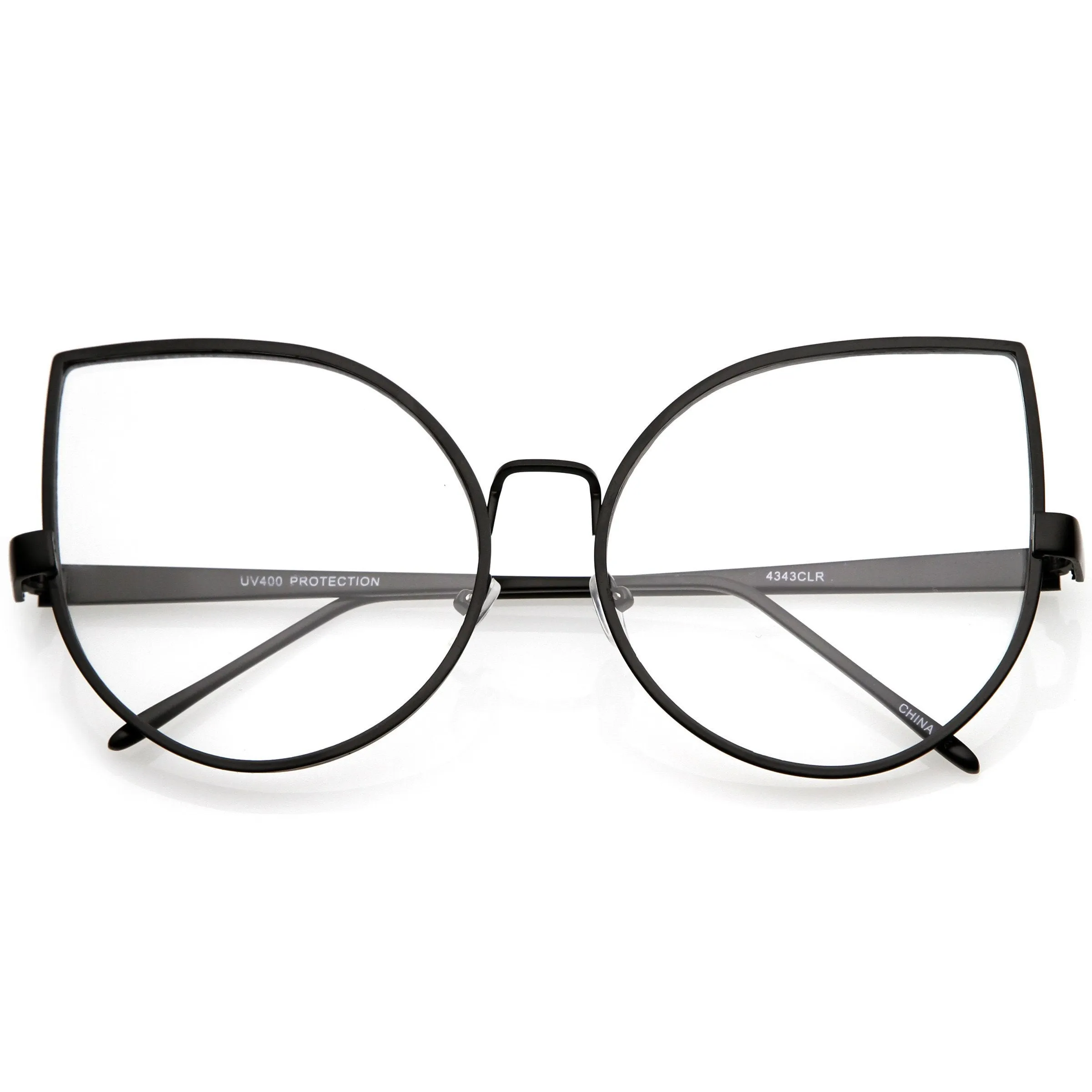 Women's Oversize Modern Clear Flat Lens Cat Eye Glasses